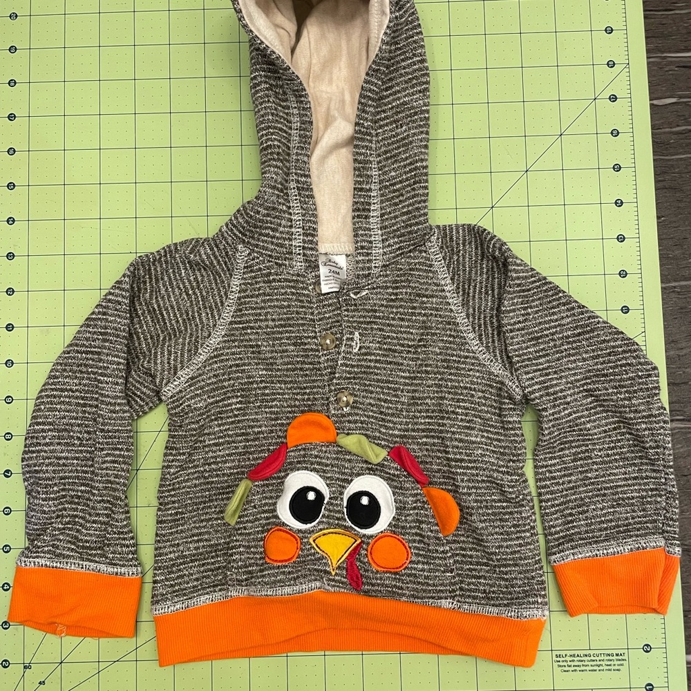 Baby Essentials Striped Gray Hoodie with Orange Accents